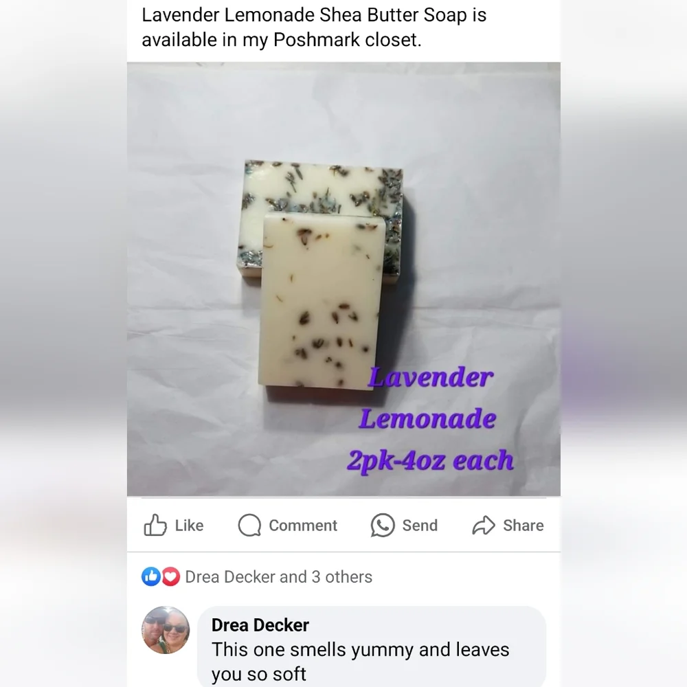 LAST 1❤️Hand Crafted Lavender Lemonade Shea Butter Soap 4oz. Bar - Picture 3 of 3